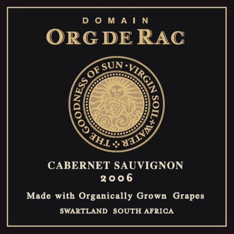 Org de Rac Swartland Cabernet Sauvignon 2006 Front Label