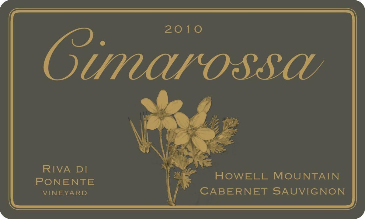 Cimarossa Vineyards Riva di Ponente Vineyard Cabernet Sauvignon 2010 Front Label