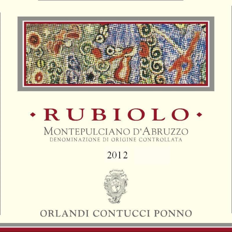 Orlandi Contucci Ponno Montepulciano d'Abruzzo Rubiolo 2012 Front Label