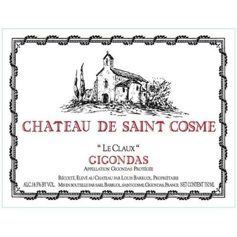 Chateau de Saint Cosme Gigondas Le Claux 2015 Front Label