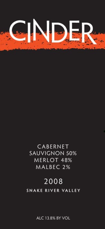 Cinder Wines Cabernet Sauvignon Merlot Malbec 2008 Front Label