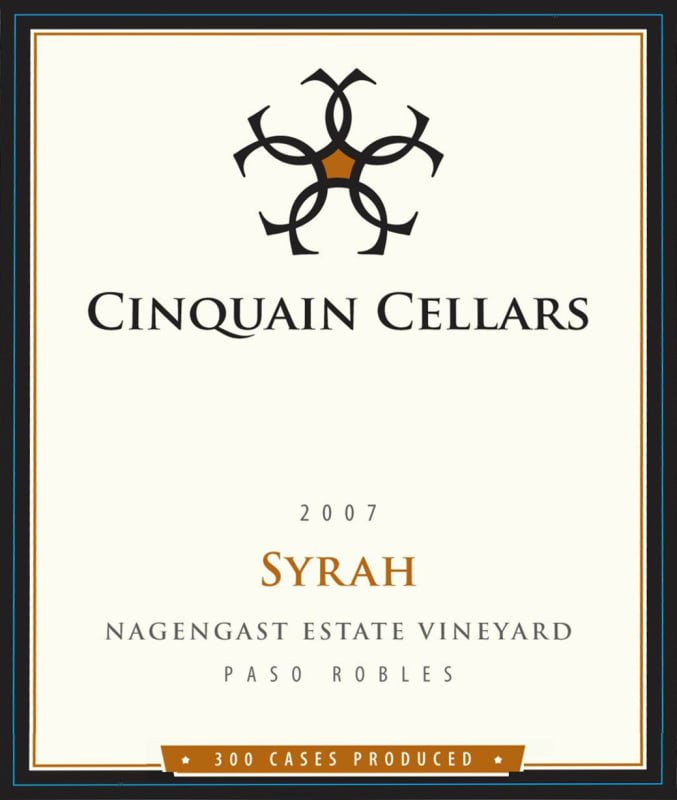 Cinquain Cellars Winery Nagengast Estate Vineyard Syrah 2007 Front Label