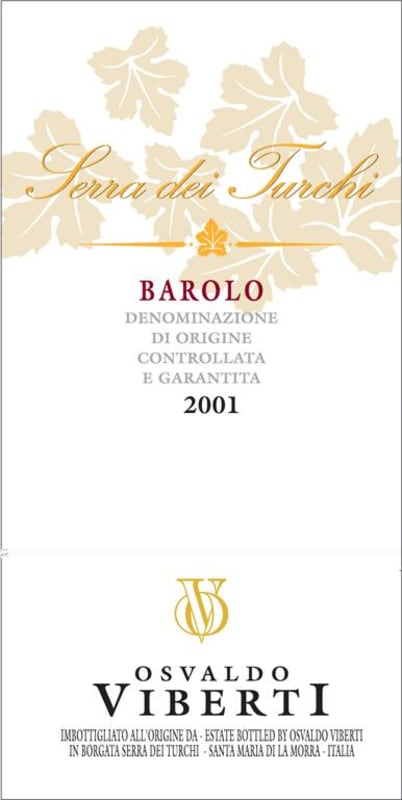 Osvaldo Viberti Barolo Serra dei Turchi 2001 Front Label