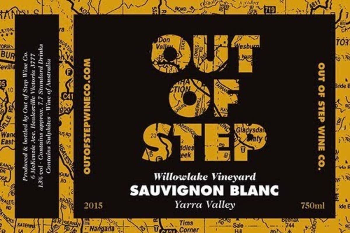 Out of Step Wine Co. Willowlake Vineyard Sauvignon Blanc 2015 Front Label