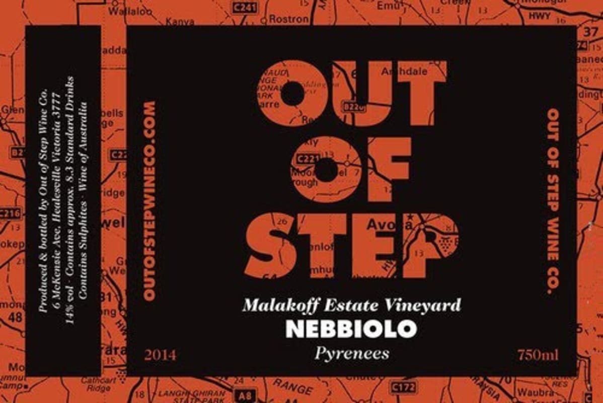 Out of Step Wine Co. Malakoff Estate Vineyard Nebbiolo 2014 Front Label