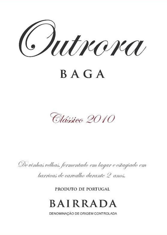 Outrora Classico Baga 2010 Front Label