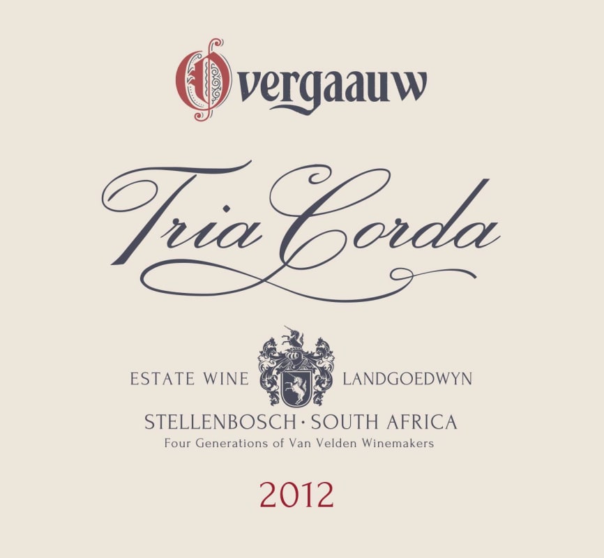Overgaauw Tria Corda 2012 Front Label