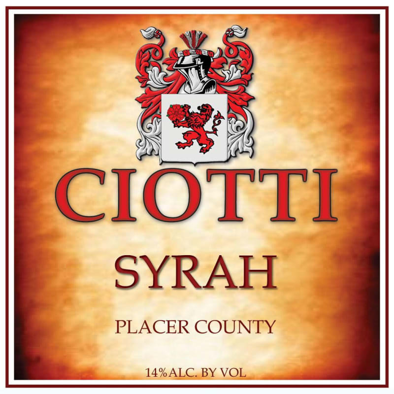 Ciotti Cellars Syrah 2011 Front Label