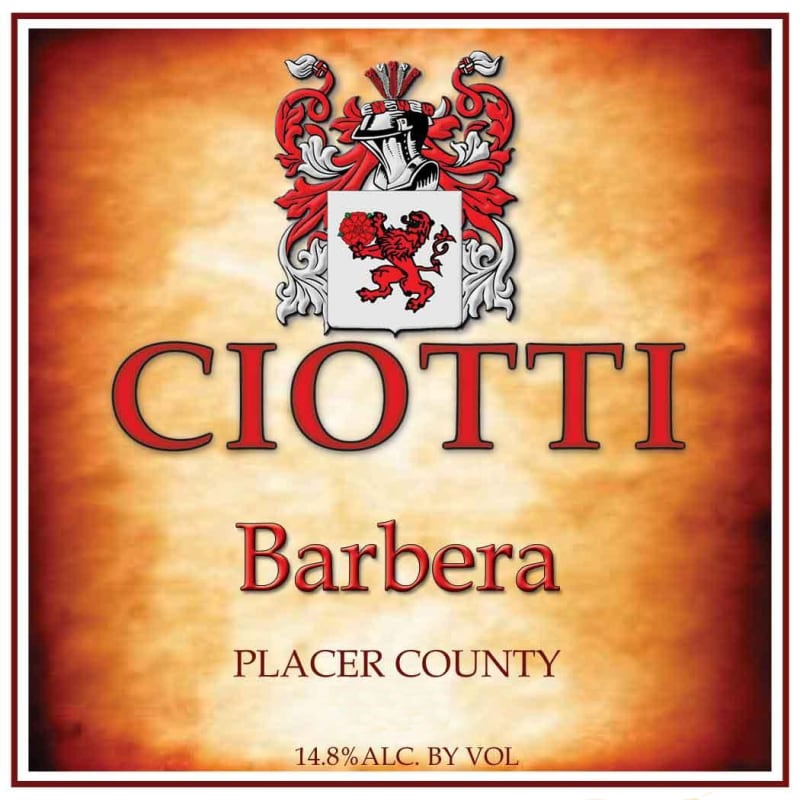 Ciotti Cellars Barbera 2012 Front Label