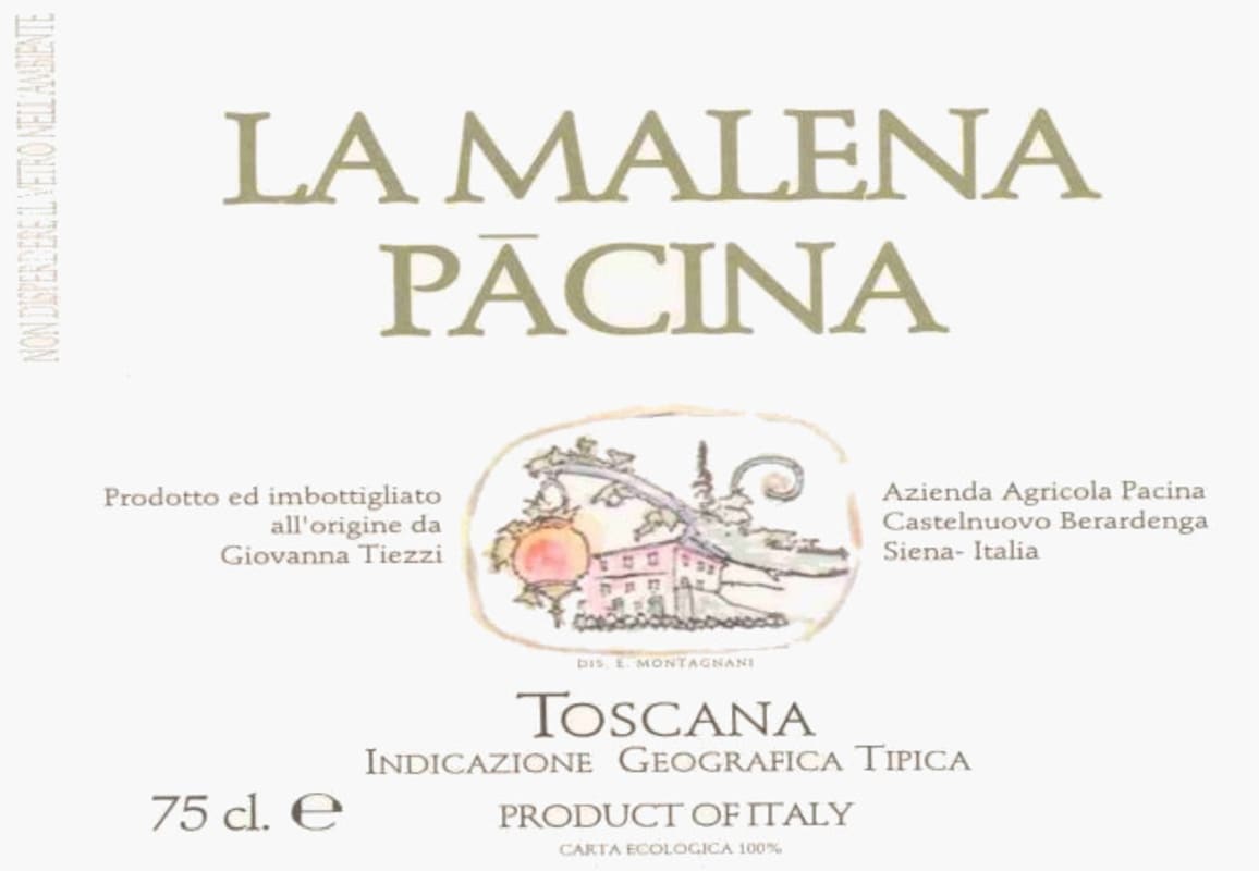 Pacina Società Agricola Semplice Toscana La Malena Syrah 2001 Front Label