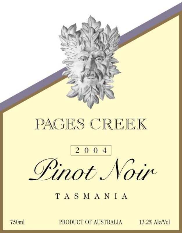 Pages Creek Wine Pinot Noir 2004 Front Label