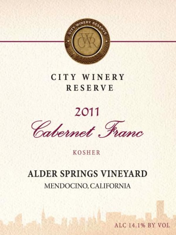 City Winery Alder Spring Reserve Cabernet Franc 2011 Front Label