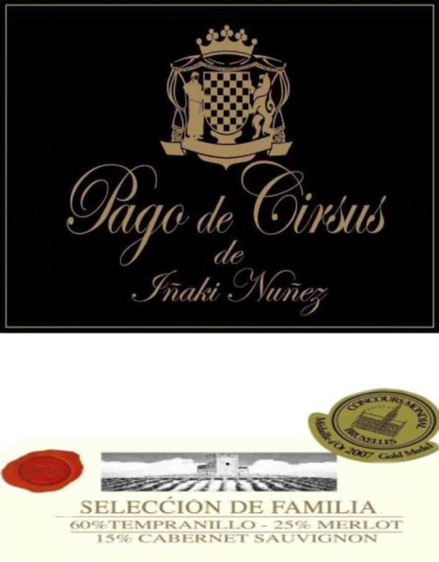 Pago de Cirsus Inaki Nunez Seleccion de Familia 2009 Front Label