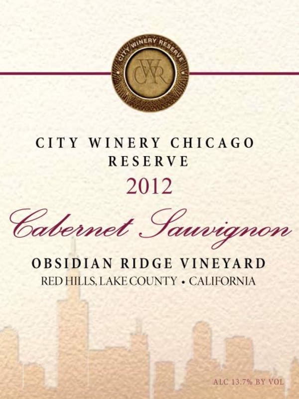 City Winery Obsidian Ridge Vineyard Reserve Cabernet Sauvignon 2012 Front Label