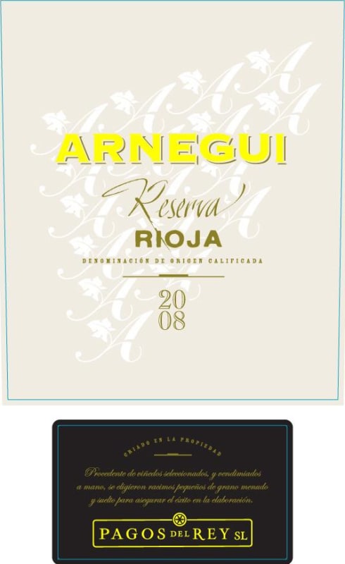 Pagos Del Rey Arnegui Reserva 2008 Front Label