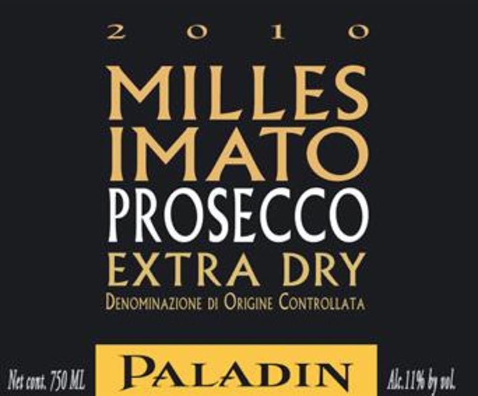 Paladin Millesimato Extra Dry Prosecco 2010 Front Label
