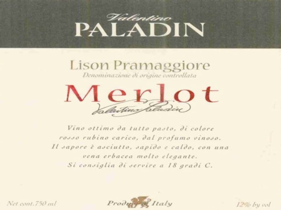 Paladin Lison Pramaggiore Merlot 2010 Front Label