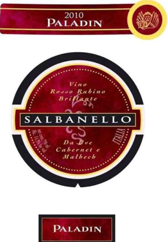 Paladin Salbanello Cabernet Malbec 2010 Front Label