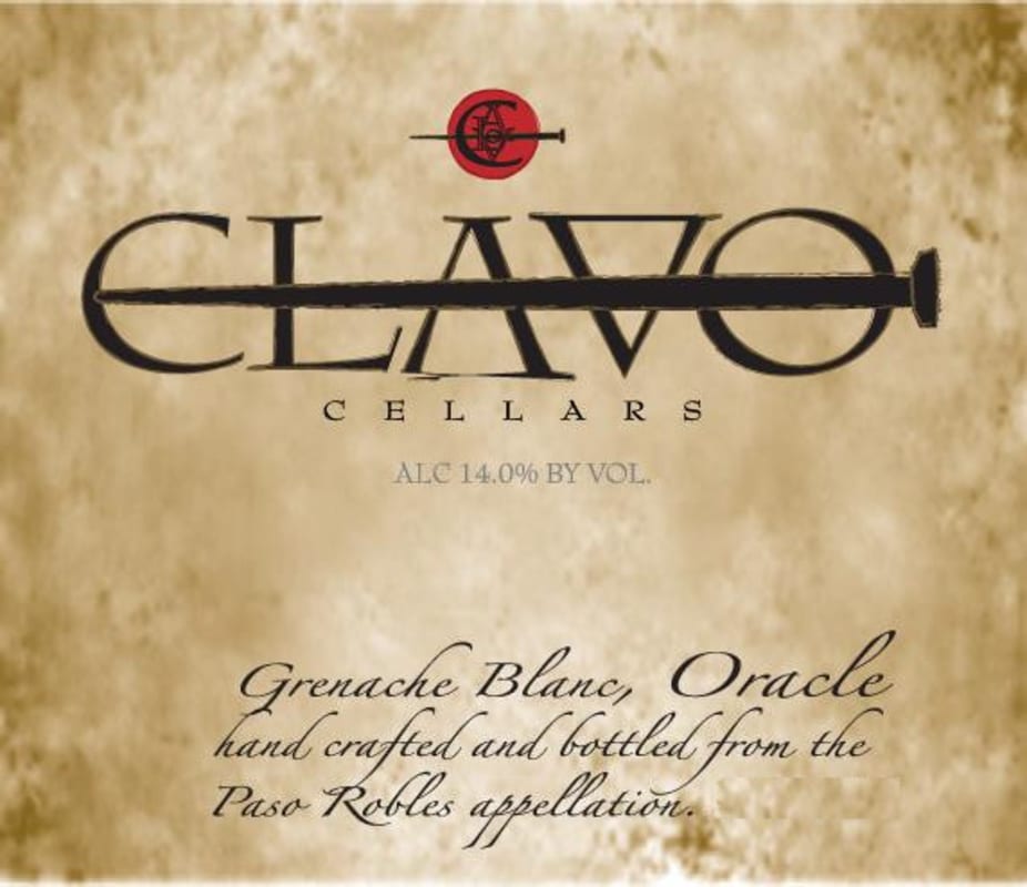 Clavo Cellars Oracle Grenache Blanc 2008 Front Label