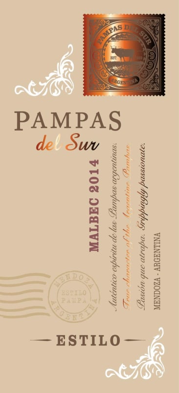 Pampas del Sur Estilo Malbec 2014 Front Label