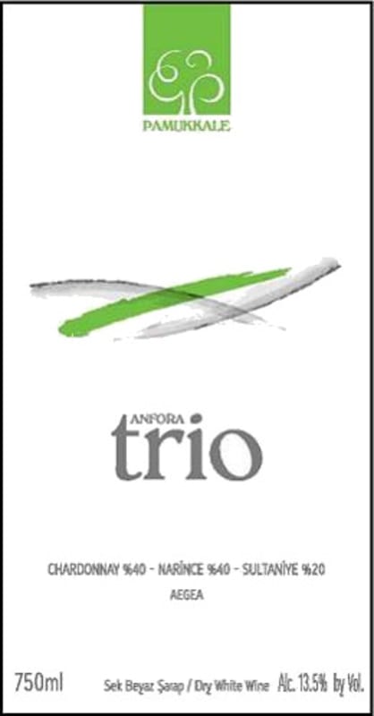 Pamukkale Winery Anfora Trio Beyaz 2013 Front Label