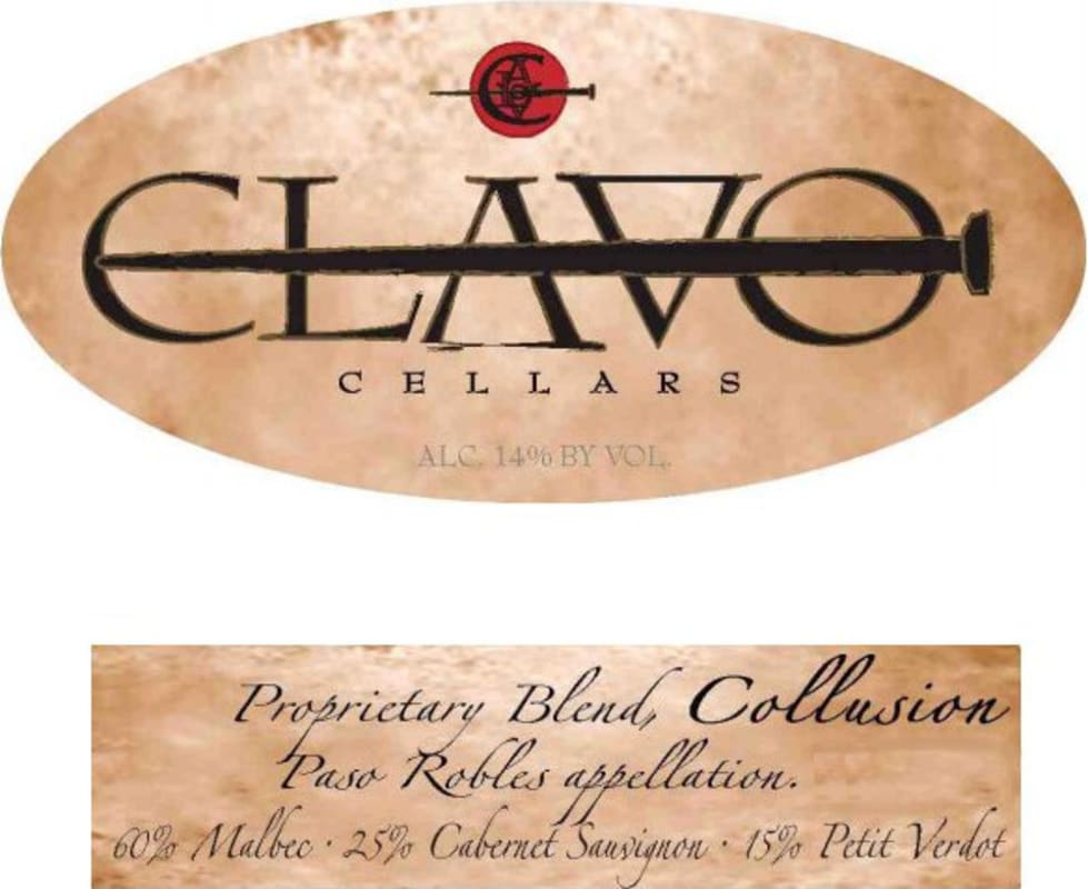 Clavo Cellars Collusion Red 2009 Front Label