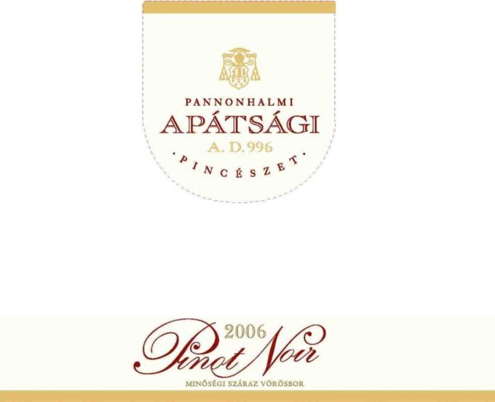 Pannonhalmi Foapatsag Pinot Noir 2006 Front Label