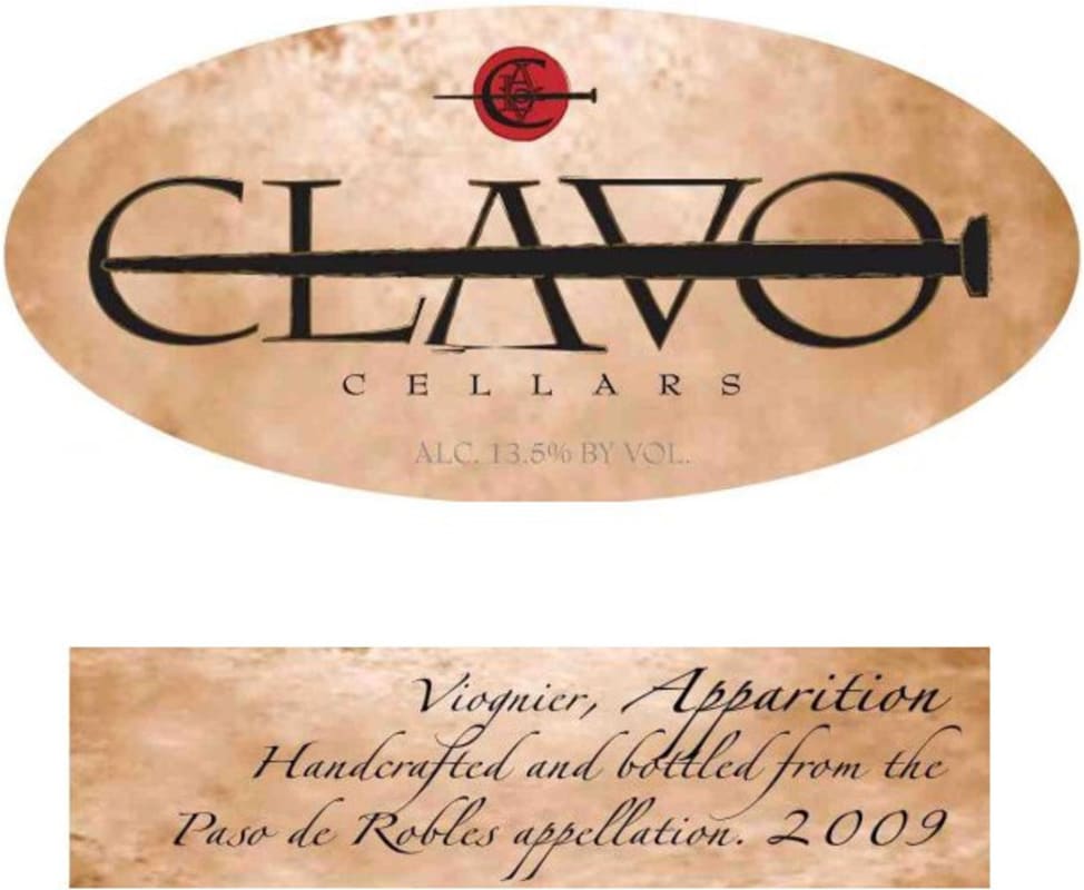 Clavo Cellars Apparition Viognier 2009 Front Label
