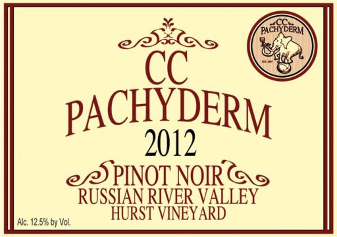 Claypool Cellars CC Pachyderm Hurst Vineyard Pinot Noir 2012 Front Label