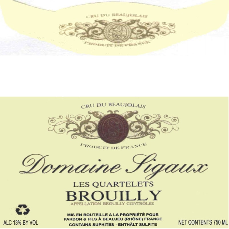 Pardon & Fils Brouilly Les Quartelets 2014 Front Label