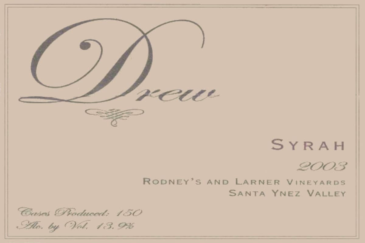 Drew Rodney's and Larner Vineyards Syrah 2003 Front Label