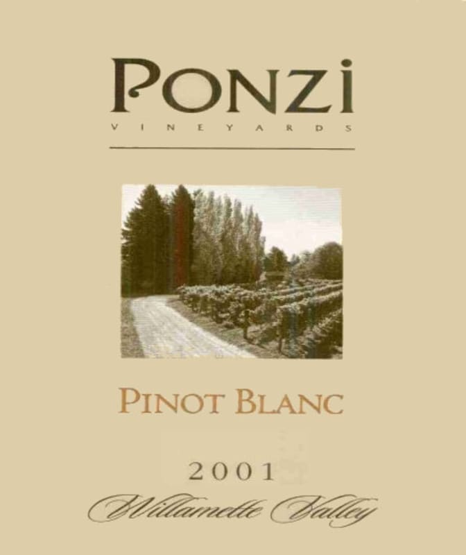 Ponzi Pinot Blanc 2001 Front Label