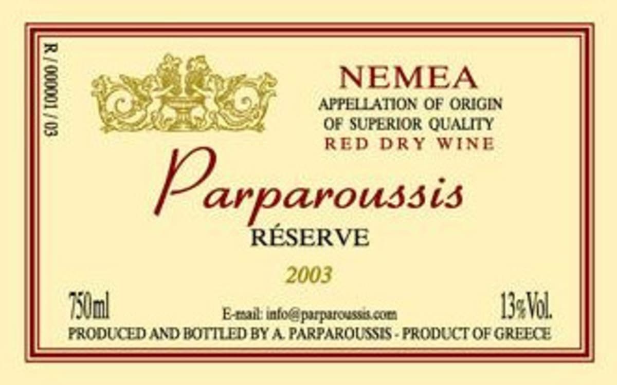 Parparoussis Nemea Reserve 2003 Front Label