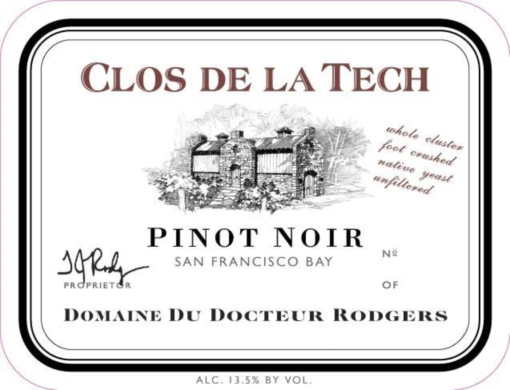 Clos de la Tech Domaine du Docteur Rodgers Pinot Noir 2008 Front Label