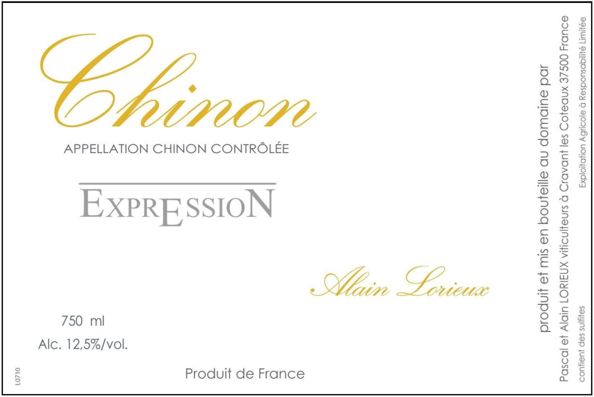 Pascal et Alain Lorieux Chinon Expression 2010 Front Label