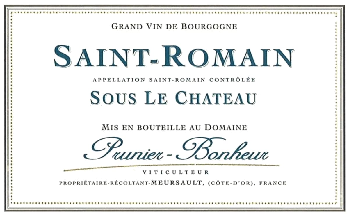 Pascal Prunier-Bonheur Saint-Romain Sous le Chateau 2014 Front Label