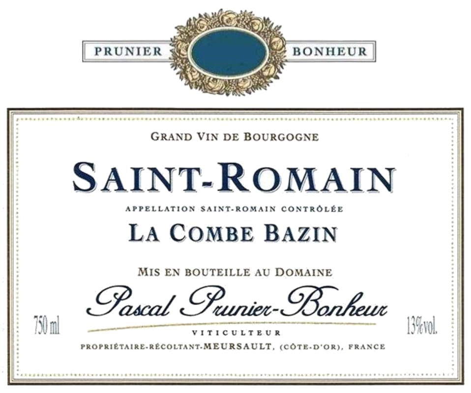 Pascal Prunier-Bonheur Saint-Romain La Combe Bazin 2009 Front Label