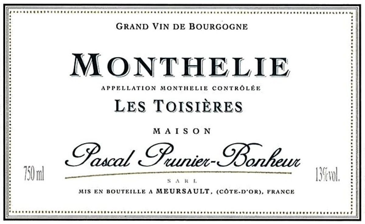 Pascal Prunier-Bonheur Monthelie Les Toisieres 2013 Front Label
