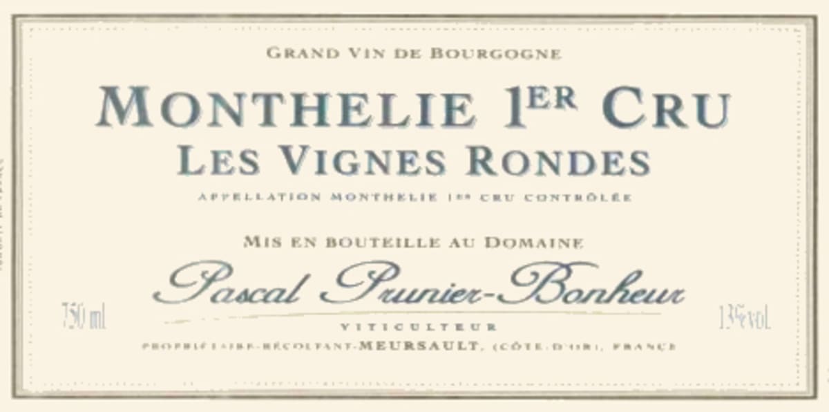 Pascal Prunier-Bonheur Monthelie Les Vignes Rondes Premier Cru 2005 Front Label
