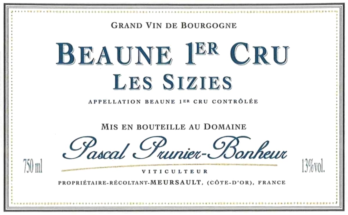 Pascal Prunier-Bonheur Beaune Les Sizies Premier CRU 2009 Front Label