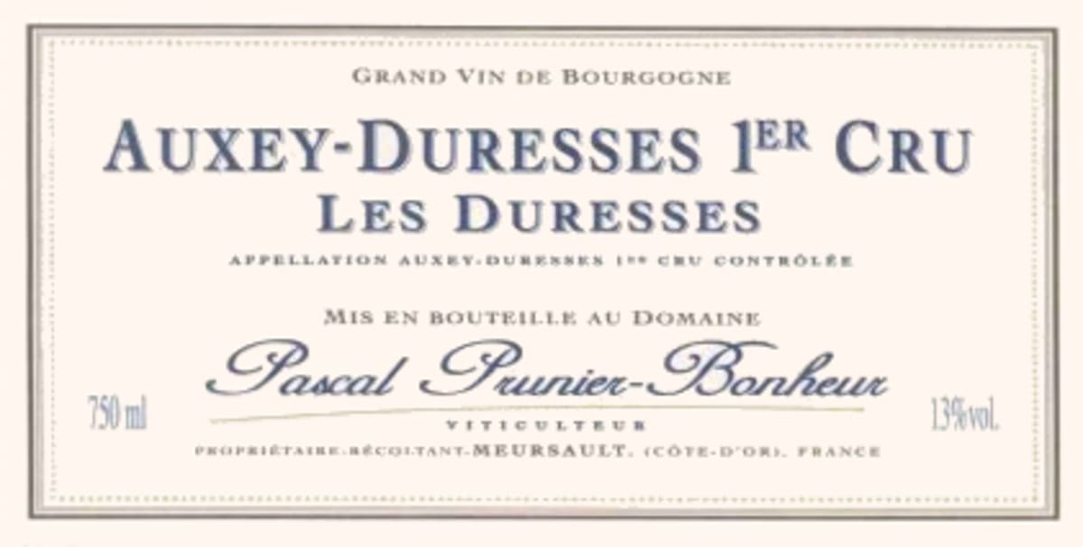 Pascal Prunier-Bonheur Auxey-Duresses Les Duresses Premier CRU 2003 Front Label
