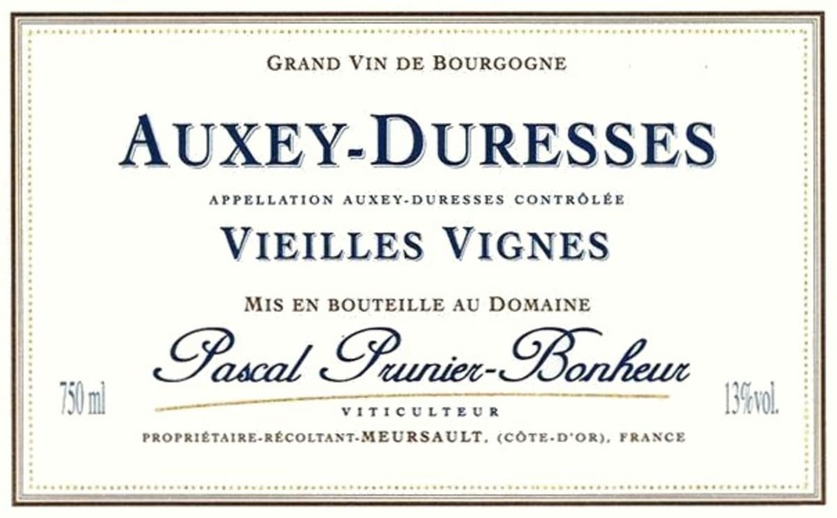 Pascal Prunier-Bonheur Auxey-Duresses Vieilles Vignes 2010 Front Label