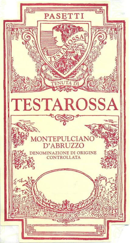 Pasetti Vini Montepulciano d'Abruzzo Testarossa 2009 Front Label