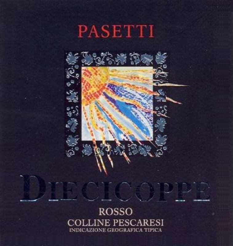 Pasetti Vini Colline Pescaresi Diecicoppe Rosso 2010 Front Label