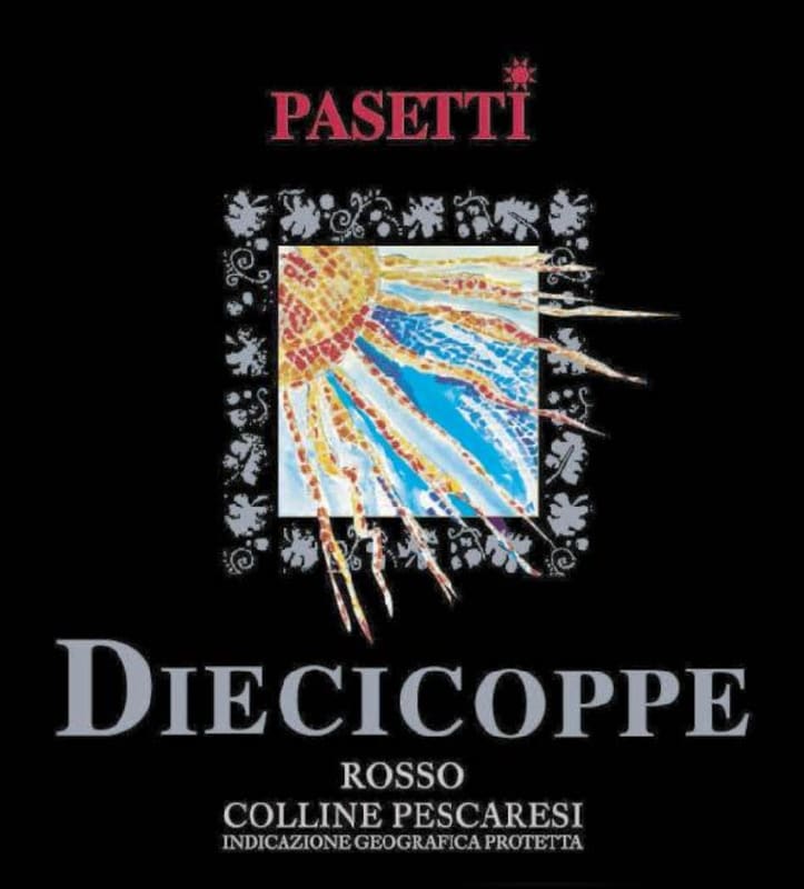 Pasetti Vini Colline Pescaresi Diecicoppe Rosso 2015 Front Label