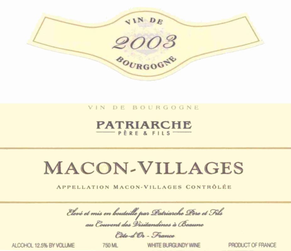 Patriarche Macon-Villages 2003 Front Label