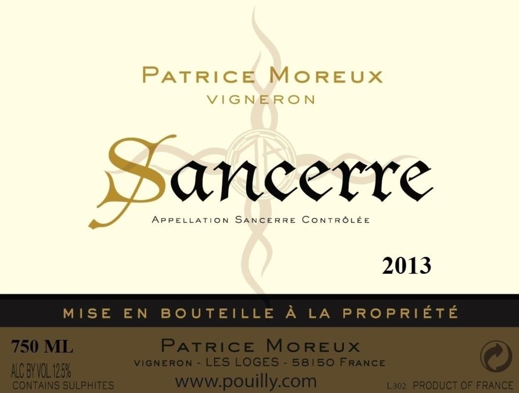 Patrice Moreux Sancerre 2013 Front Label