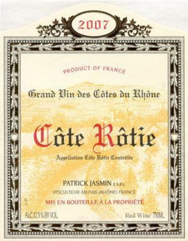 Patrick Jasmin Cote Rotie 2007 Front Label