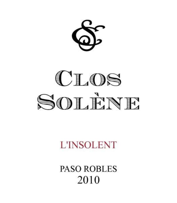 Clos Solene LInsolent 2010 Front Label