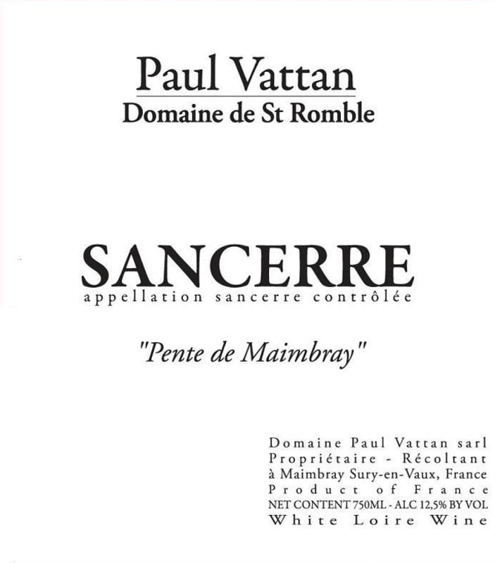 Paul Vattan Sancerre Pente de Maimbray 2014 Front Label